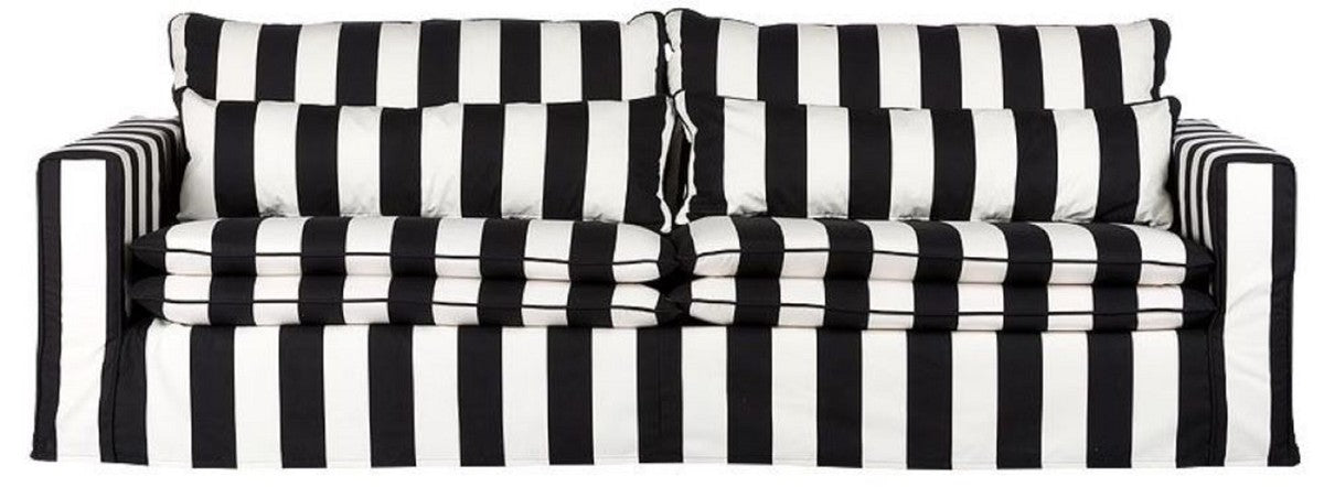 Sofa Schwarz / Weiß - Modernes Wohnzimmer Sofa mit Streifen - Moderne Wohnzimmer Möbel