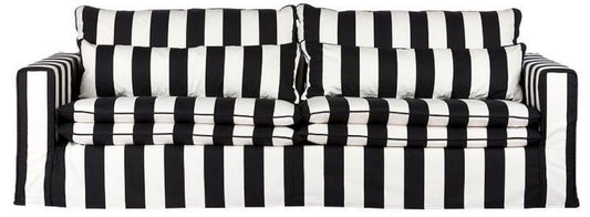 Sofa Schwarz / Weiß - Modernes Wohnzimmer Sofa mit Streifen - Moderne Wohnzimmer Möbel