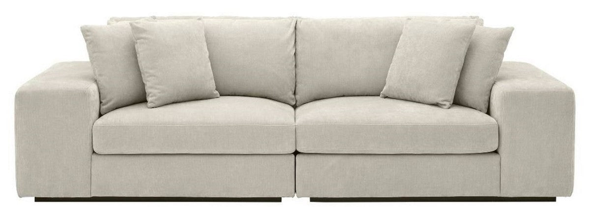 Luxus Wohnzimmer Sofa mit Kissen Sandfarben / Schwarz 280 x 120 x H. 90 cm - Luxus Qualität