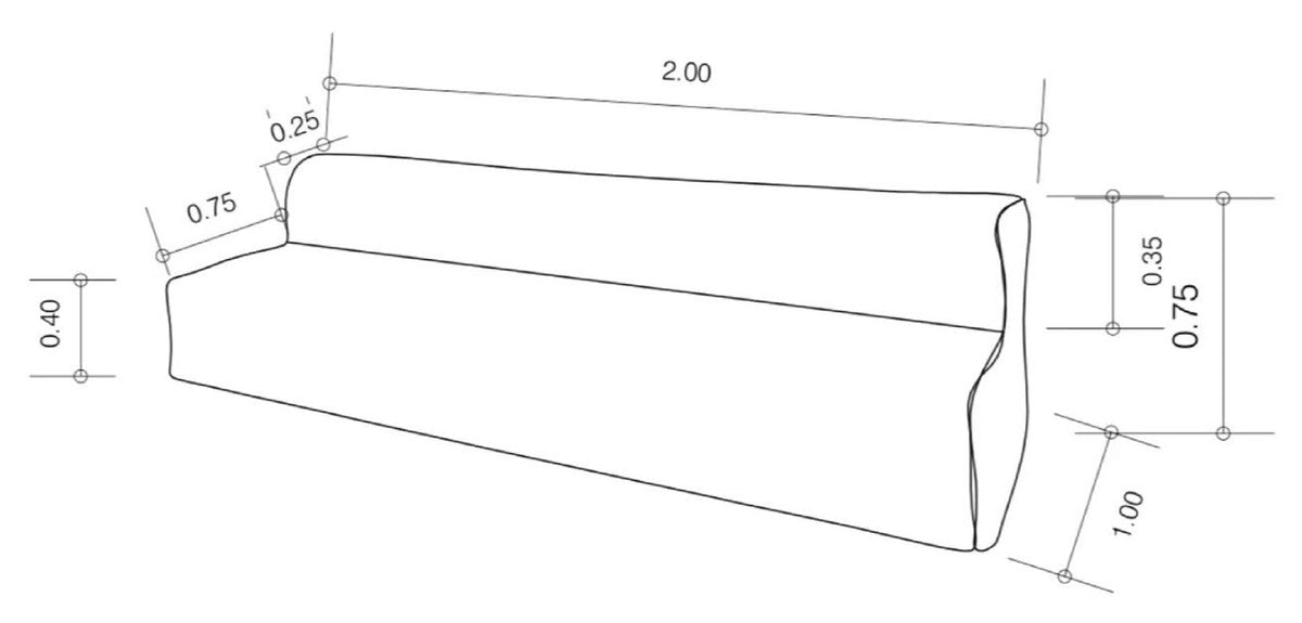 Luxus Wohnzimmer Sofa mit Streifen Weiß / Blau 200 cm