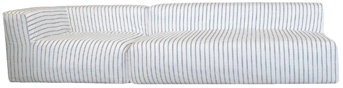 Luxus Wohnzimmer Sofa mit Streifen Weiß / Blau 325 cm