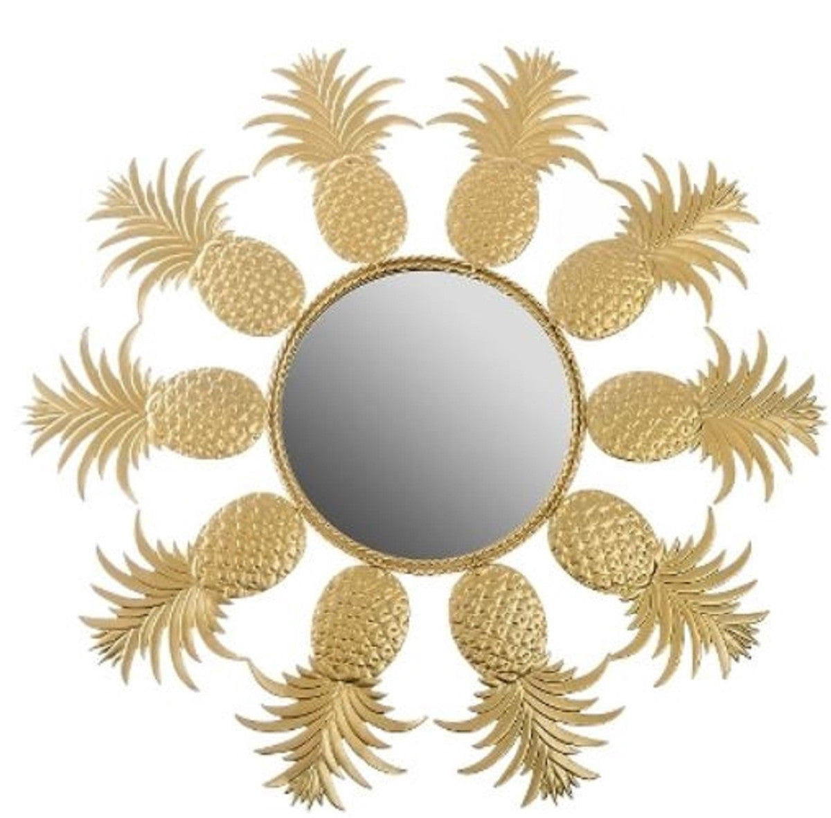 Designer Spiegel / Wandspiegel im Ananas Design Gold Ø 50 cm - Designermöbel