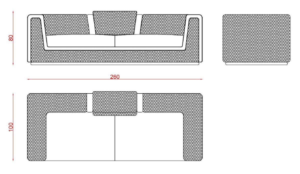 Luxus Wohnzimmer & Hotel Sofa Blau / Gold 260 cm