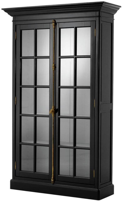 Luxus Wohnzimmerschrank Schwarz 141 x 48 x H. 233 cm - Limited Edition