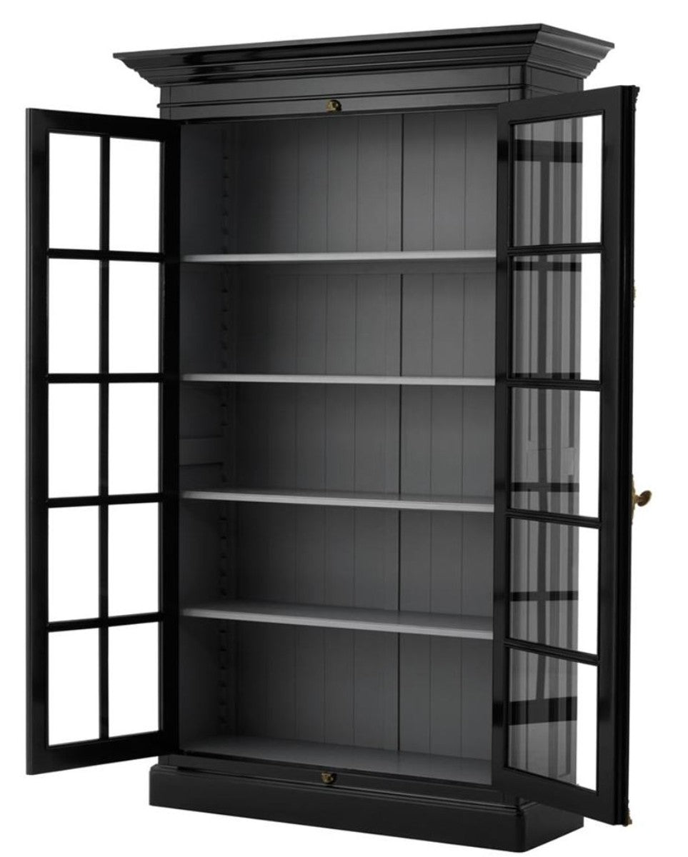Luxus Wohnzimmerschrank Schwarz 141 x 48 x H. 233 cm - Limited Edition
