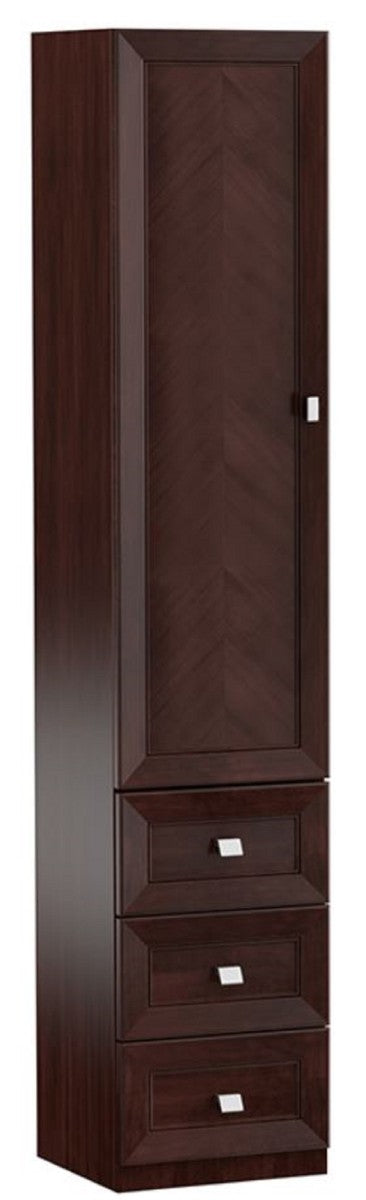 Luxus Wohnzimmerschrank mit Tür und 3 Schubladen Dunkelbraun / Silber 45,4 x 44,2 x H. 225,6 cm - Büroschrank - Luxus Möbel