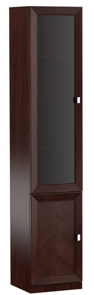 Luxus Wohnzimmerschrank mit 2 Türen Dunkelbraun / Silber 45,4 x 44,2 x H. 225,6 cm - Wohnzimmermöbel