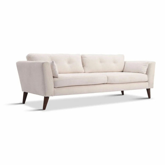 Luxus Wohzimmer Sofa Creme / Dunkelbraun 220 cm - Wohnzimmer Möbel