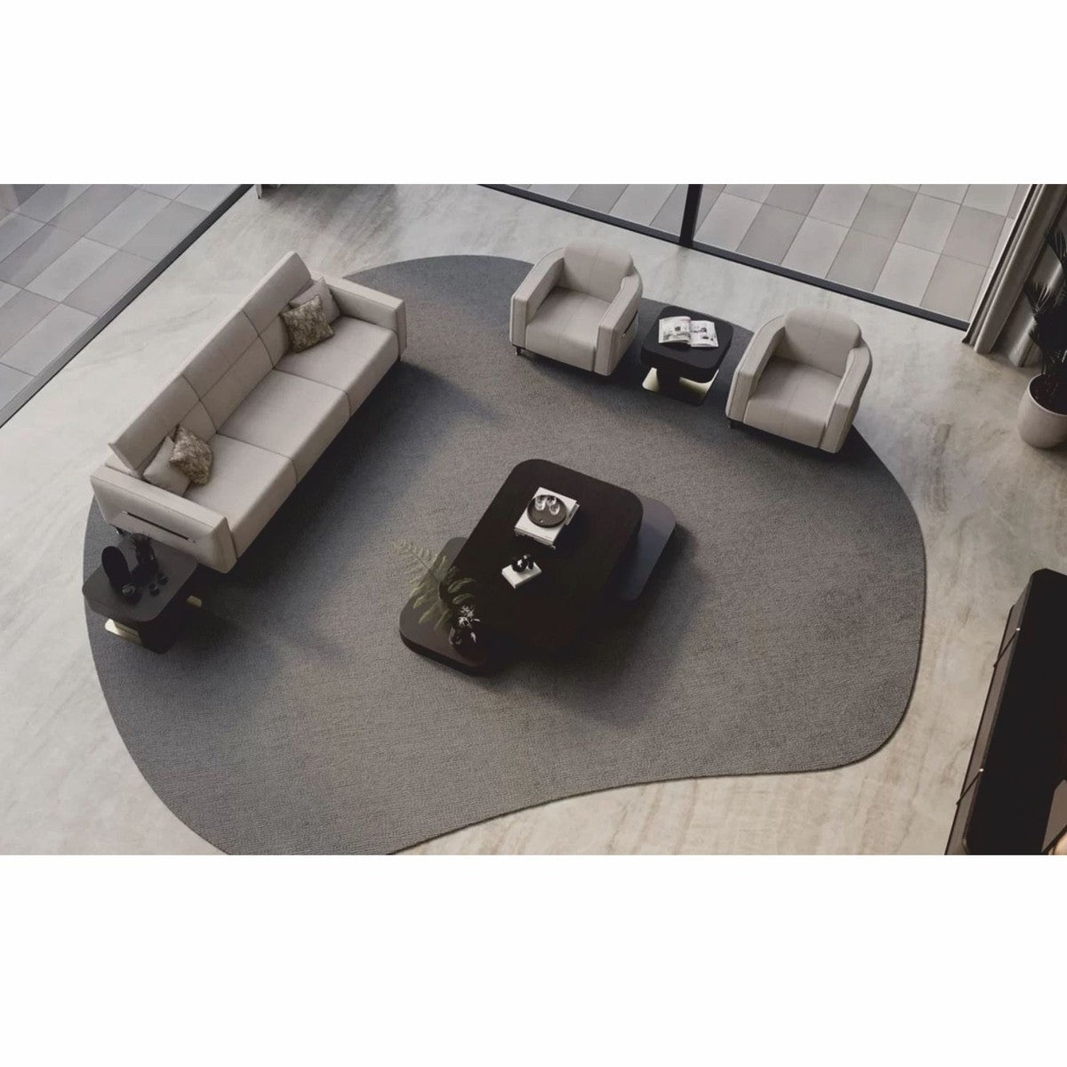 Luxus Wohzimmer & Hotel Sofa Hellgrau / Schwarz / Messing 260 cm - Luxus Möbel