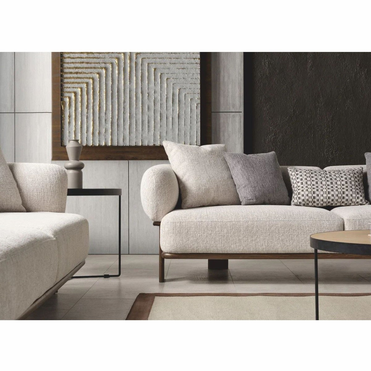 Luxus Wohzimmer & Hotel Sofa Hellgrau / Dunkelbraun 230 cm - Luxus Möbel