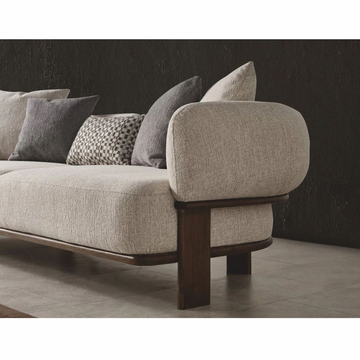 Luxus Wohzimmer & Hotel Sofa Hellgrau / Dunkelbraun 230 cm - Luxus Möbel