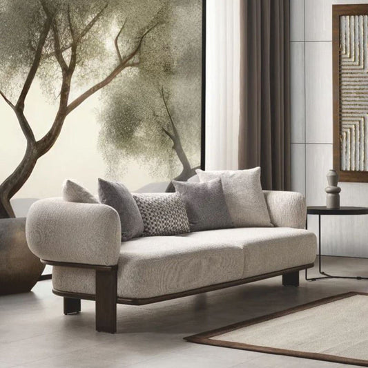 Luxus Wohzimmer & Hotel Sofa Hellgrau / Dunkelbraun 230 cm - Luxus Möbel