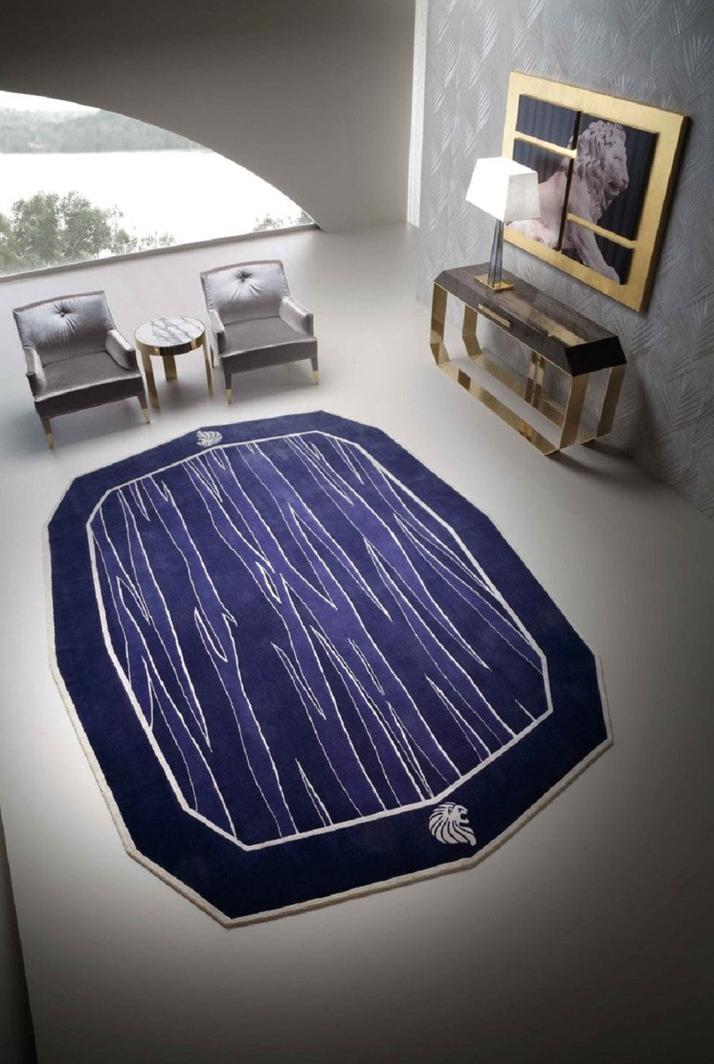 Luxus Wollteppich Lila / Schwarz / Weiß - Verschiedene Größen - Handgetufteter Woll Teppich - Wohnzimmer Teppich - Schlafzimmer Teppich - Luxus Kollektion