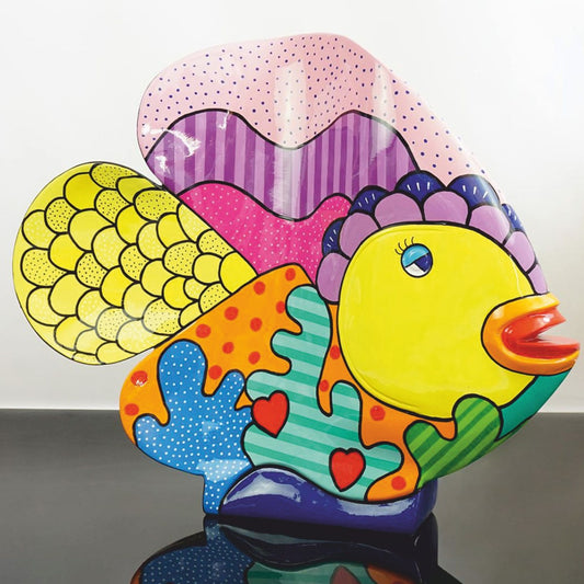 XXL Deko Skulptur Fisch Bunt H. 110 cm - Deko Figur