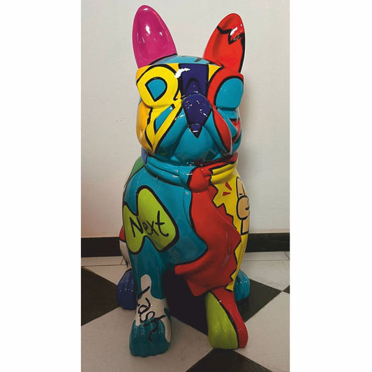 Deko Skulptur Hund Bulldogge Bunt H. 80 cm - Garten Deko Figur