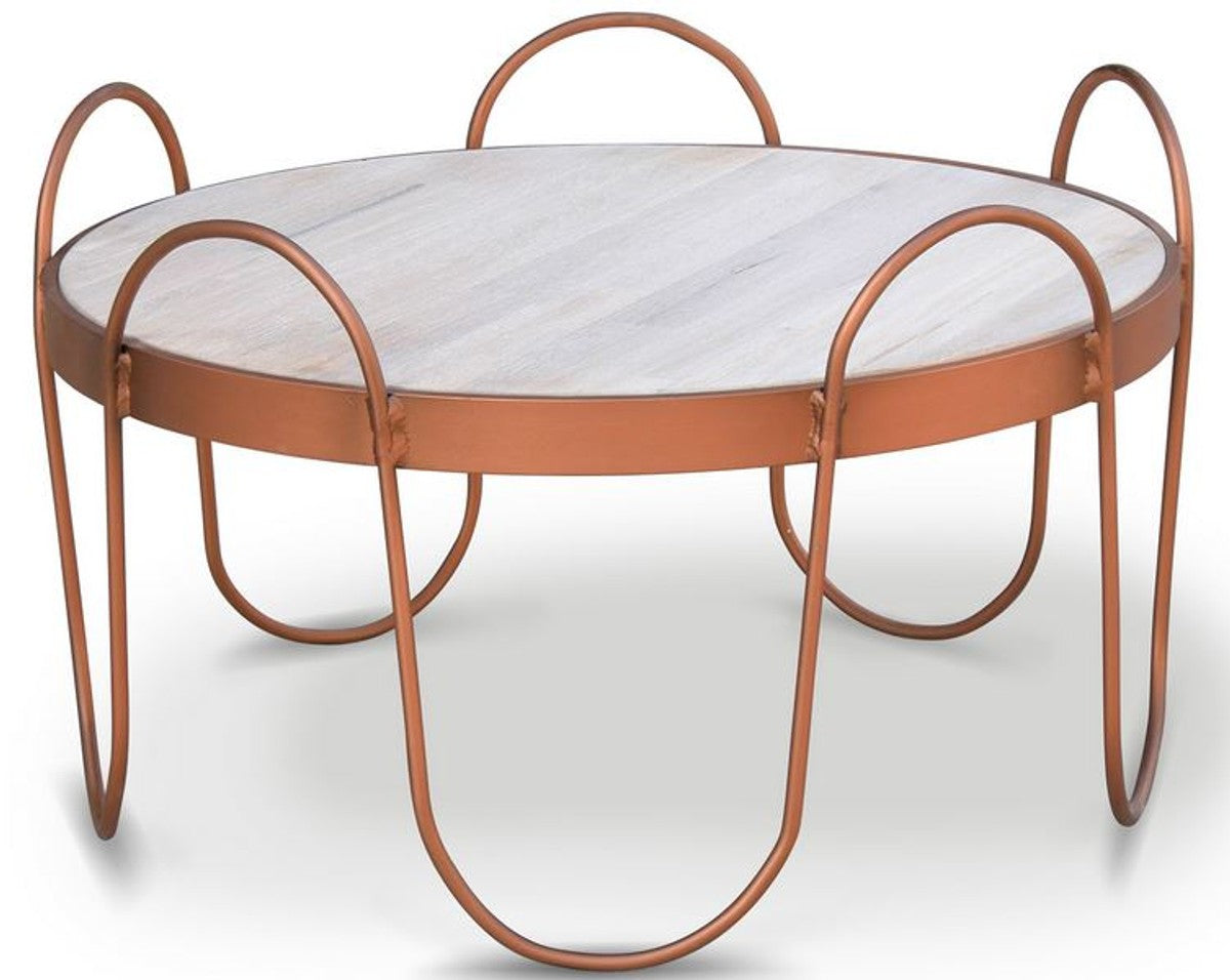 Massivholz Couchtisch - Verschiedene Farben & Größen - Runder Wohnzimmertisch mit rustikaler Eichenholz Tischplatte und Stahlrahmen - Wohnzimmer Möbel