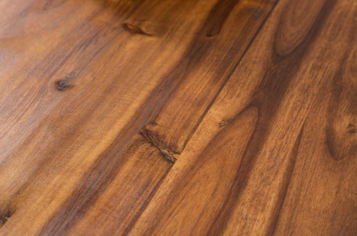 Massivholz Esstisch Braun / Grau 200 x 100 x H. 76,5 cm - Moderner Küchentisch mit massiver Akazienholz Tischplatte und Metall Beinen - Massivholz Esszimmer Möbel