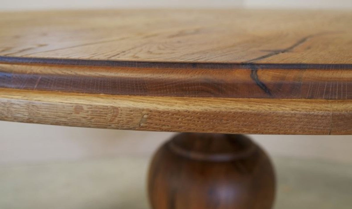 Massivholz Küchentisch - Verschiedene Größen & Farben - Runder rustikaler Eichenholz Esstisch - Esszimmermöbel