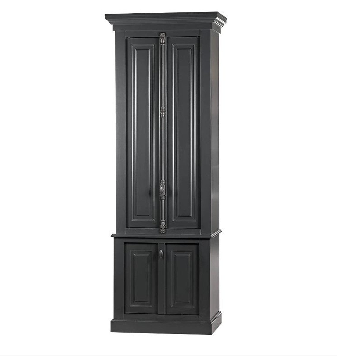 Massivholz Schrank Grau mit großzügigem Stauraum 48 x 88 x 245cm mit 4 Türen