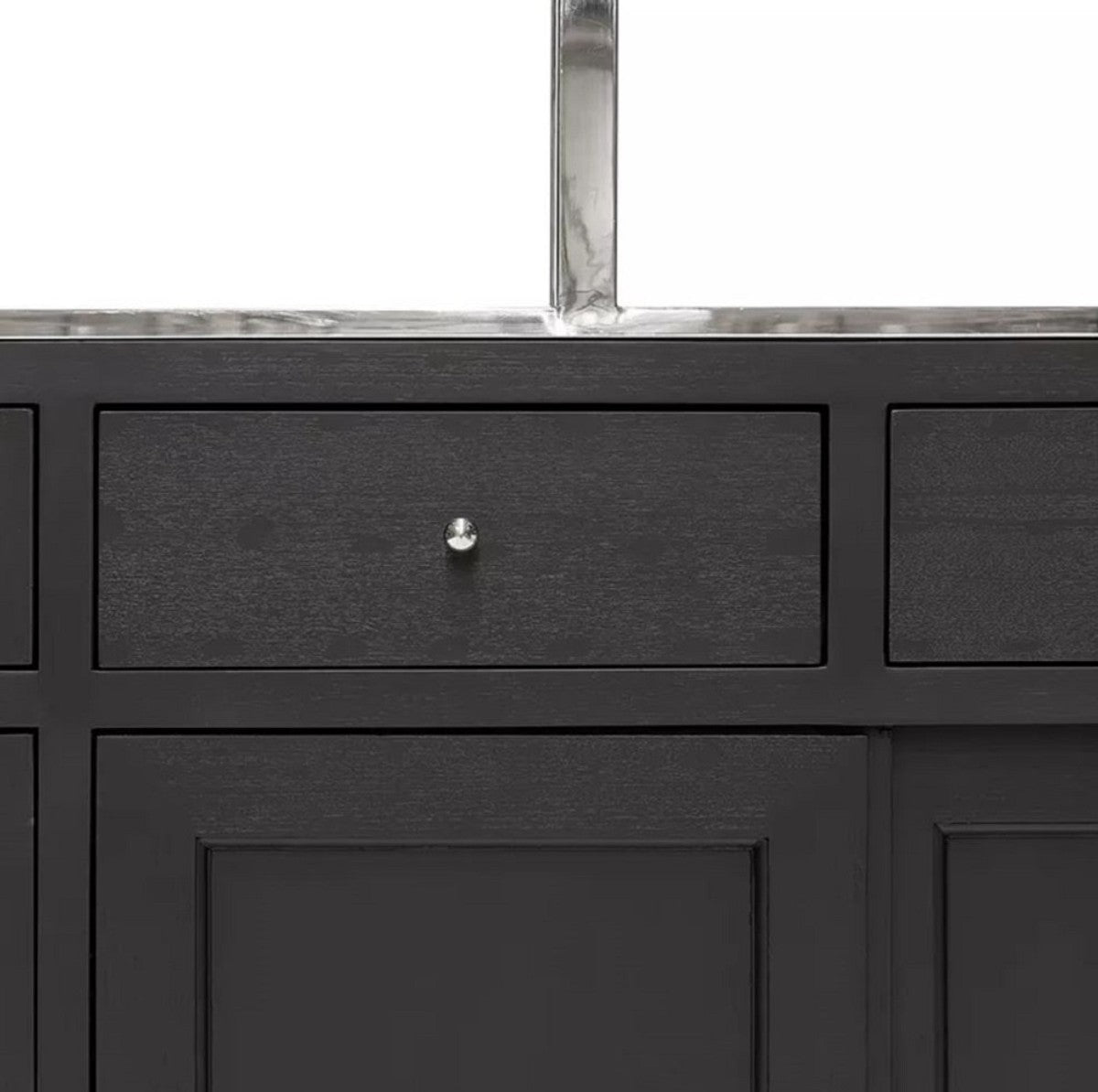 Regalschrank mit Leiter Schwarz / Silber 219 x 43 x H. 240 cm - Bücherschrank - Wohnzimmer Schrank - Büro Schrank - Wohnzimmer Möbel - Büro Möbel - Luxus Möbel