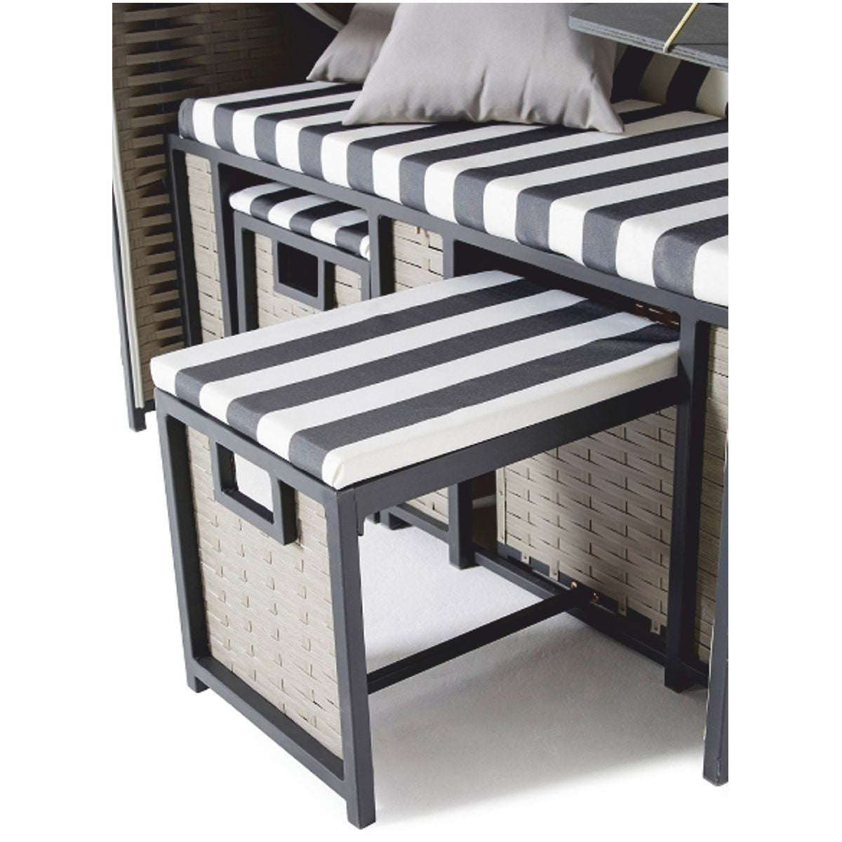 Strandkorb mit Dach Grau / Weiß 114 x 72 x H. 160 cm