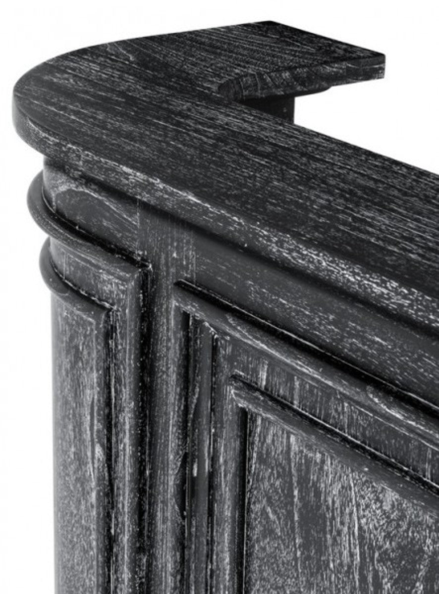 Vintage Look Theken Schrank 190 cm Theke Schwarz Washed Antik Stil - Ladentheke Ladeneinrichtung