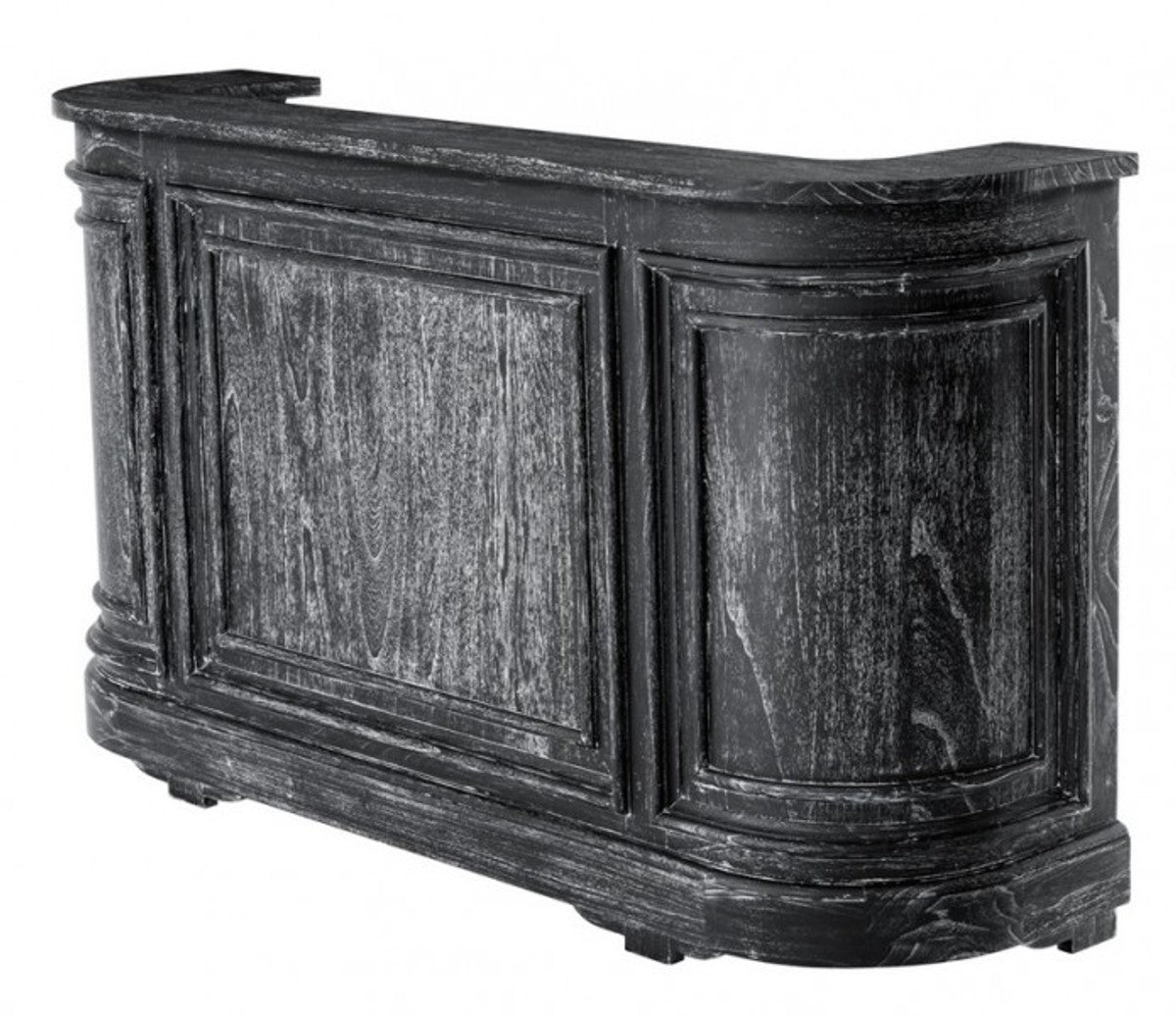 Vintage Look Theken Schrank 190 cm Theke Schwarz Washed Antik Stil - Ladentheke Ladeneinrichtung