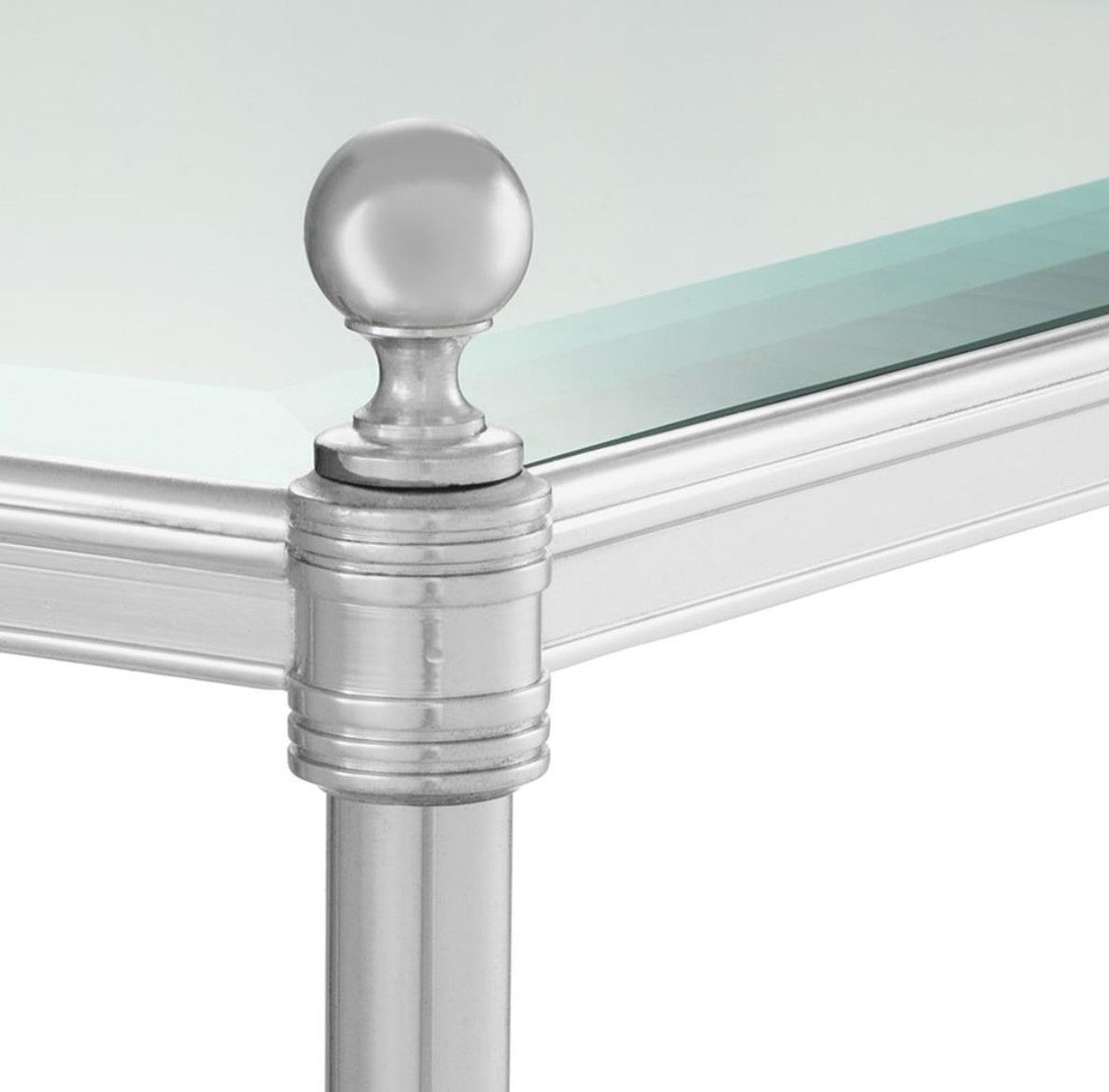 Luxus Wohnzimmer Beistelltisch mit Rollen Silber 42 x 42 x H. 71 cm - Hotel Möbel