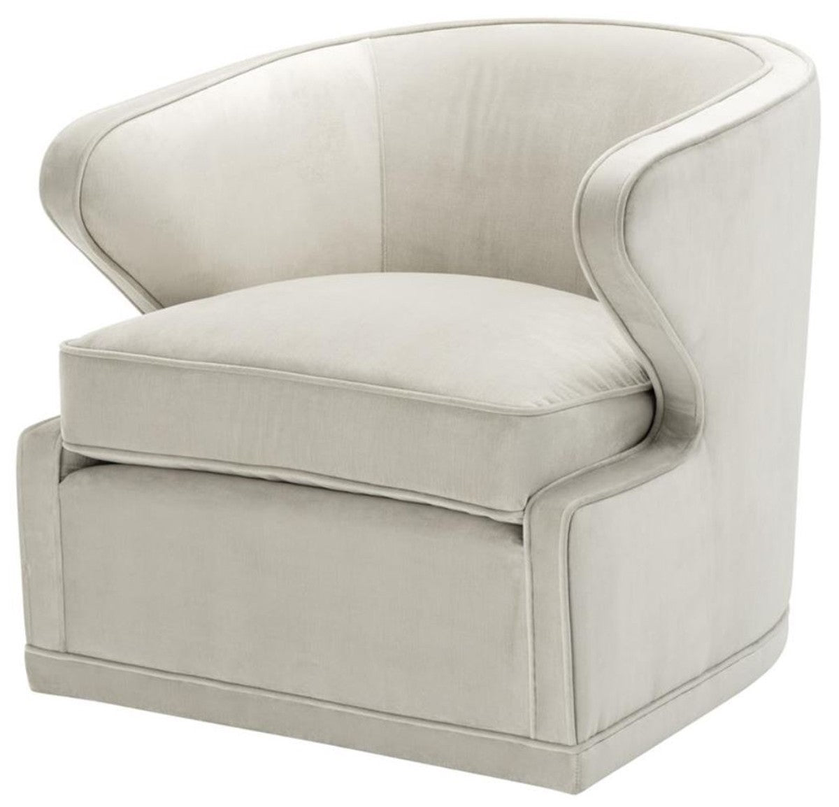 Wohnzimmer Sessel / Drehsessel Hellgrau 75 x 80 x H. 73 cm - Luxus Wohnzimmermöbel