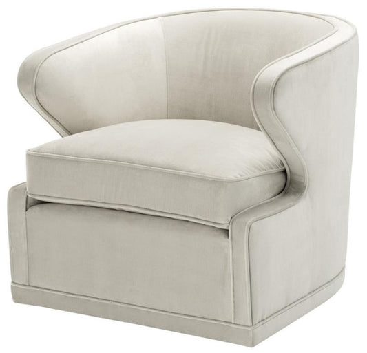 Wohnzimmer Sessel / Drehsessel Hellgrau 75 x 80 x H. 73 cm - Luxus Wohnzimmermöbel