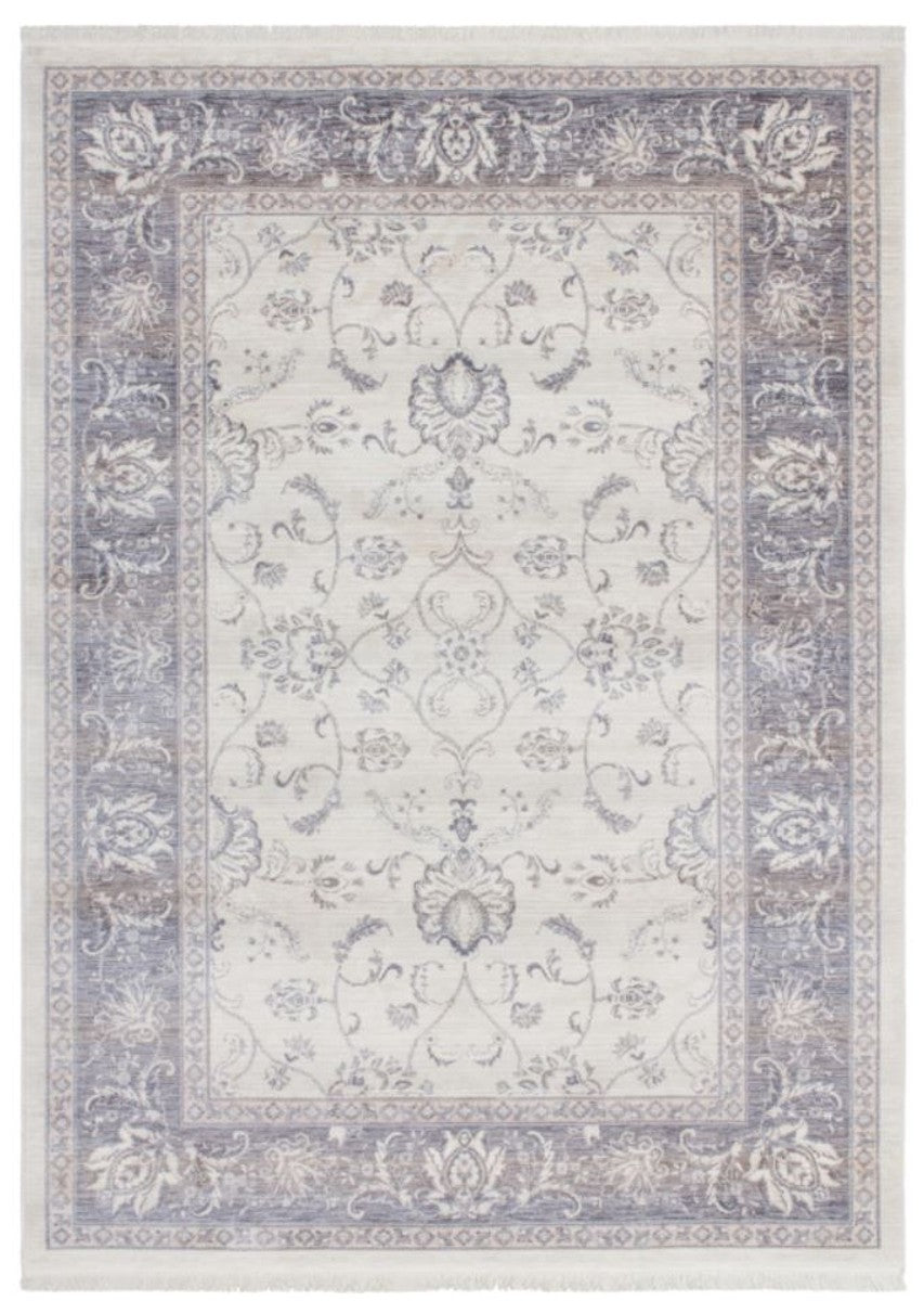 Wohnzimmer Teppich Elfenbeinfarben - Verschiedene Größen - Rechteckiger Teppich im Vintage Look - Wohnzimmer Deko