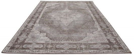 Vintage Wohnzimmer Teppich Hellgrau 160 x 240 cm - Rechteckiger Baumwoll Teppich - Wohnzimmer Deko Accessoires