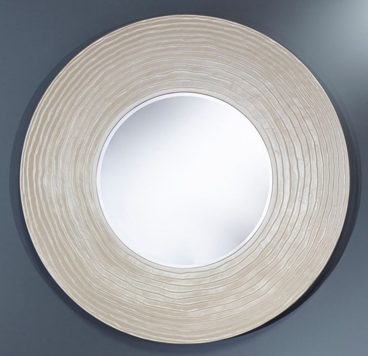 Wohnzimmer Wandspiegel Perlweiß Ø 109 cm - Luxus Wohnzimmer Accessoires