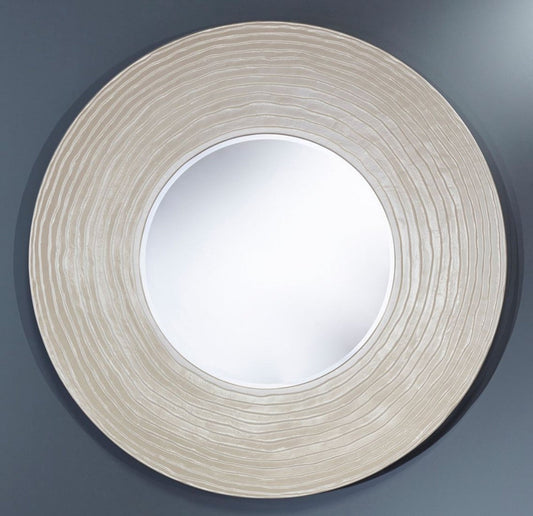 Wohnzimmer Wandspiegel Perlweiß Ø 109 cm - Luxus Wohnzimmer Accessoires