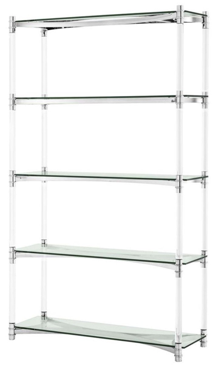 Wohnzimmerschrank / Regalschrank Silber 117 x 41 x H. 200 cm - Luxus Möbel