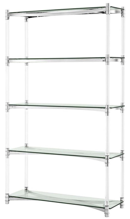 Wohnzimmerschrank / Regalschrank Silber 117 x 41 x H. 200 cm - Luxus Möbel