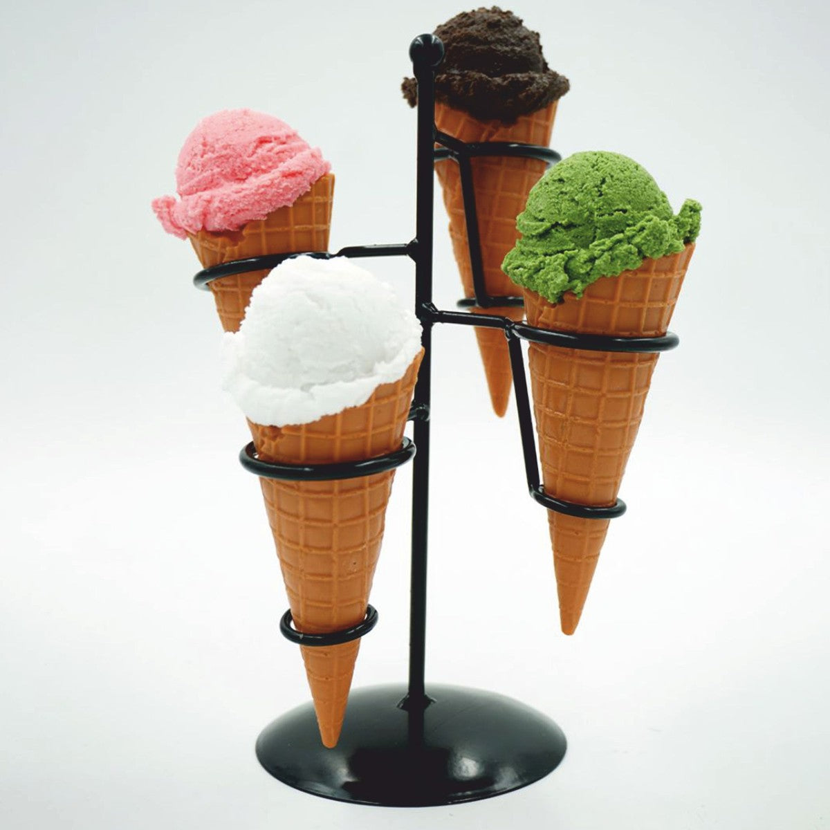 Eishörnchenhalter mit Deko Eis Schwarz / Bunt H. 24 cm - Eisdielen Deko Accessoires