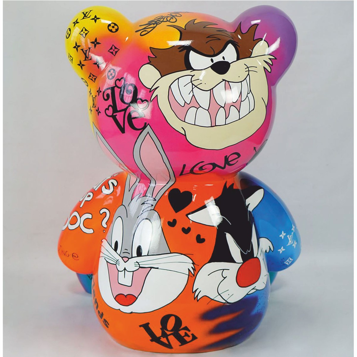 XXL Deko Skulptur Teddybär Bunt H. 120 cm - XXL Deko Figur