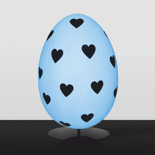 XXL Deko Osterei mit Ständer Hellblau / Schwarz H. 75 cm - Oster Dekoaration