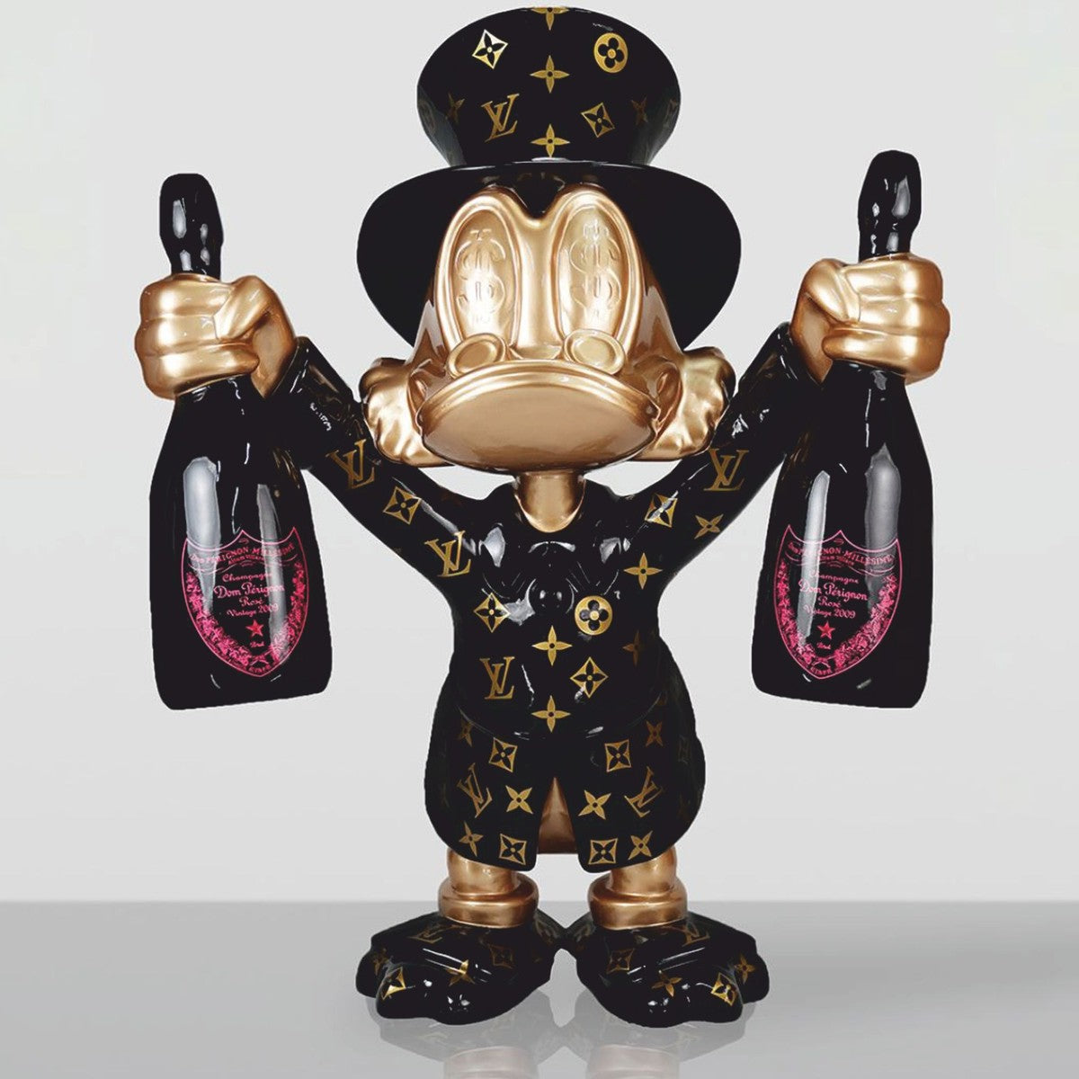 XXL Deko Skulptur Ente Schwarz / Gold H. 170 cm - Große Deko Figur