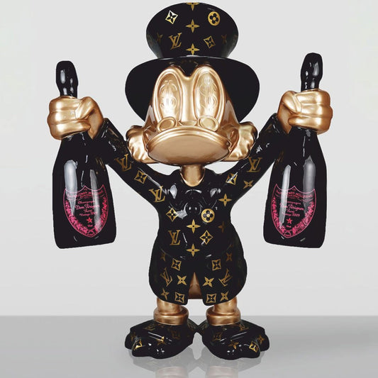 XXL Deko Skulptur Ente Schwarz / Gold H. 170 cm - Große Deko Figur