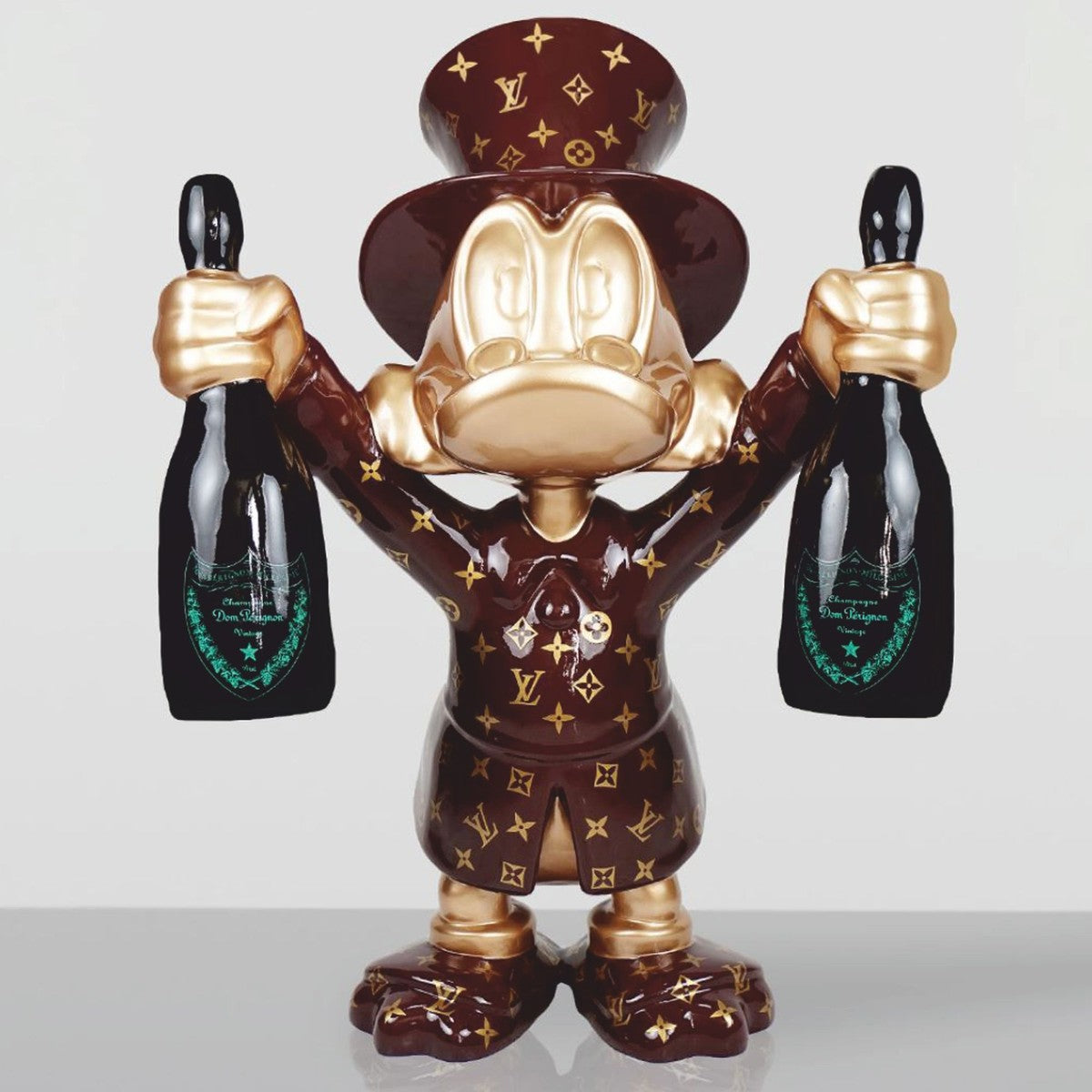 XXL Deko Skulptur Ente Braun / Gold / Schwarz H. 170 cm - Große Deko Figur