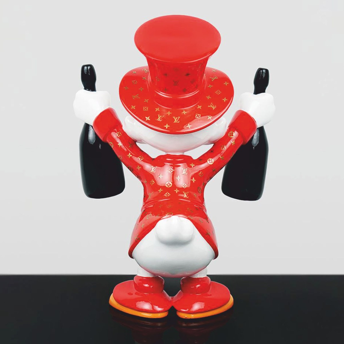 Deko Figur Ente Rot / Weiß / Schwarz H. 45 cm - Deko Skulptur