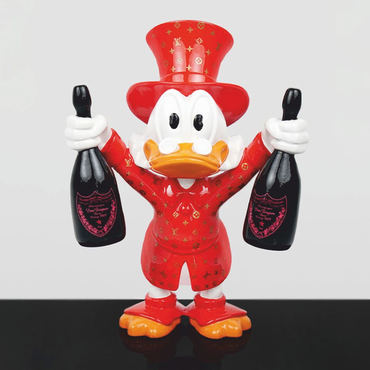 XXL Deko Skulptur Ente Rot / Weiß / Schwarz H. 170 cm - Große Deko Figur