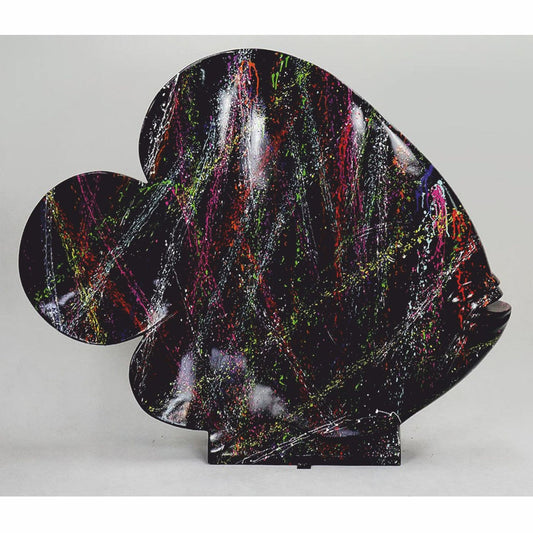 XXL Deko Skulptur Fisch Schwarz / Bunt H. 110 cm - Deko Figur