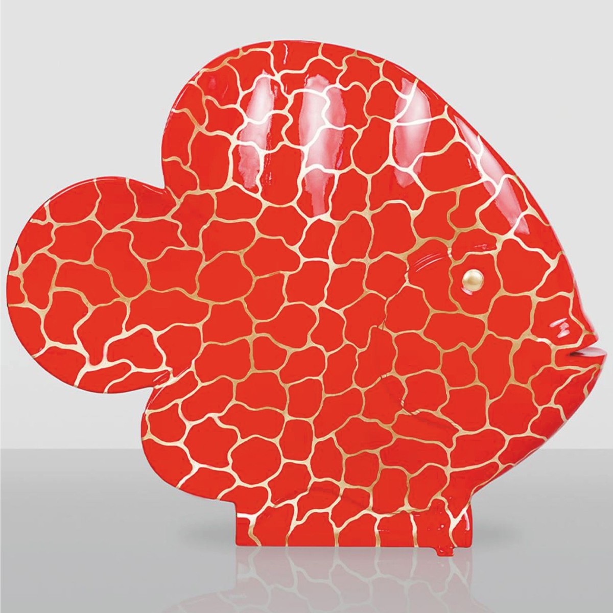 XXL Deko Skulptur Fisch Rot / Gold H. 110 cm - Deko Figur