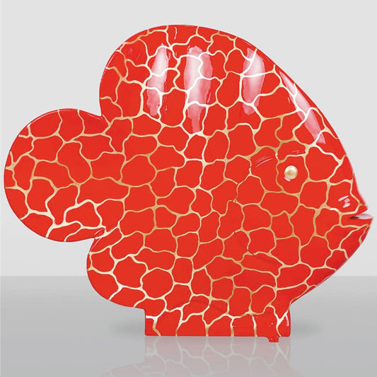 XXL Deko Skulptur Fisch Rot / Gold H. 110 cm - Deko Figur