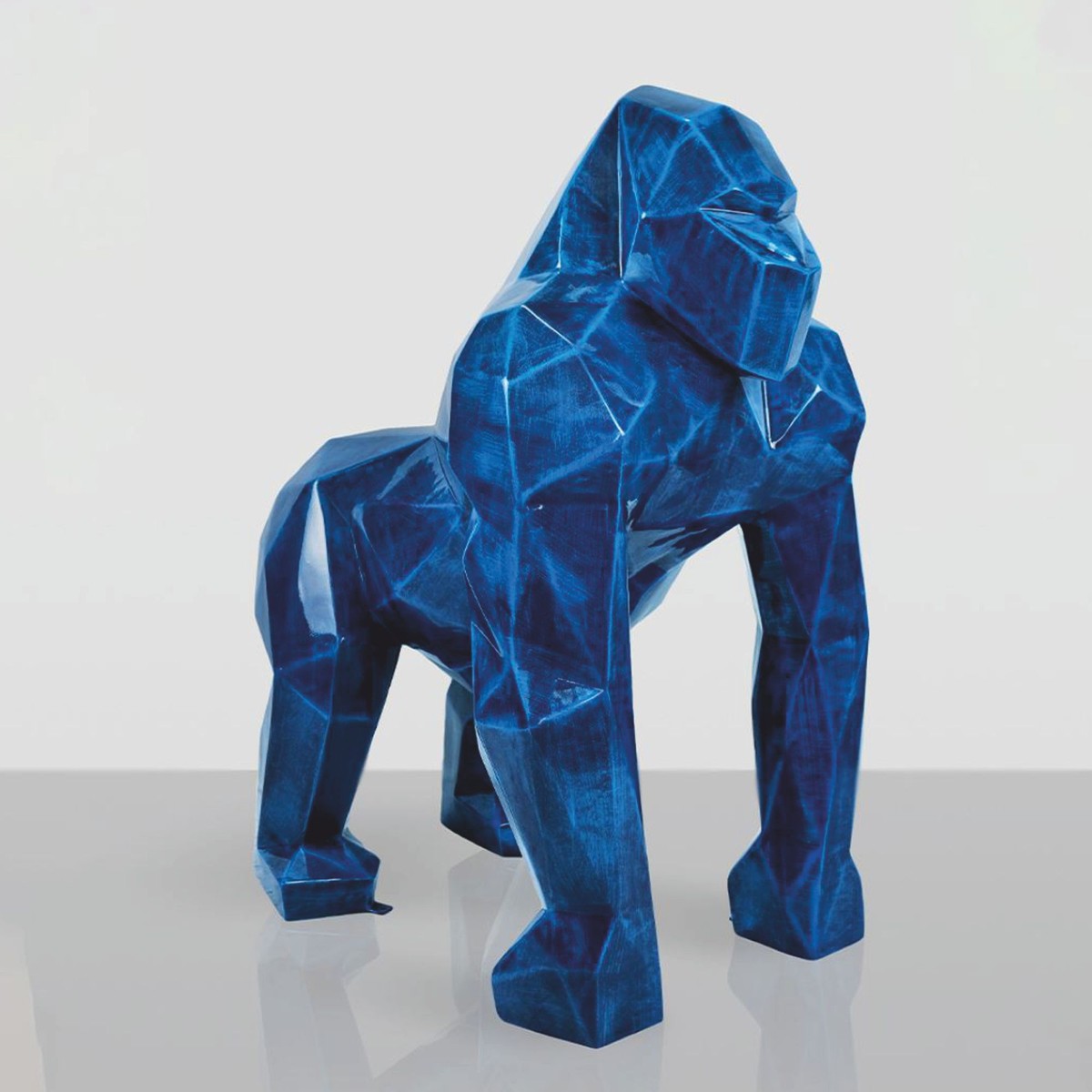 XXL Deko Skulptur Gorilla Affe Antik Blau H. 128 cm - Deko Figur