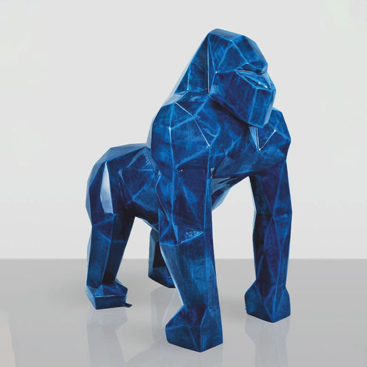 XXL Deko Skulptur Gorilla Affe Antik Blau H. 128 cm - Deko Figur