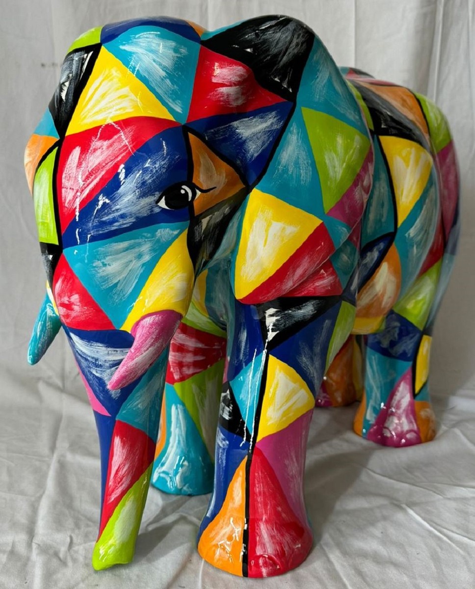 XXL Deko Skulptur Elefant Bunt 90 cm - Garten Deko Figur